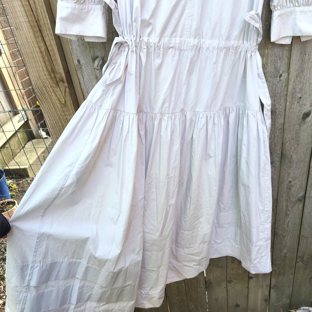 Ulla Johnson Imani Dress in Dove Taupe V-Neck Tiered Midi Dress Side Tie Sz 2 - Picture 5 of 8